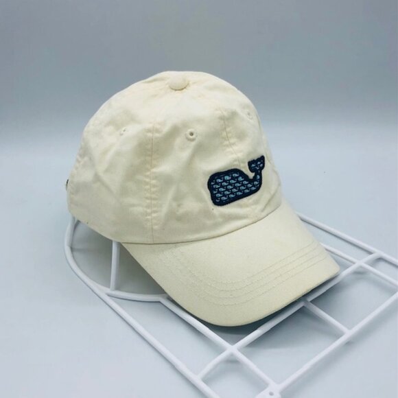 Vineyard Vines Whale Logo Cream Adjustable Cotton Baseball Cap - Picture 2 of 6